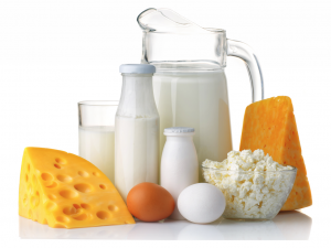 Image of milk, cream, eggs, and cheese